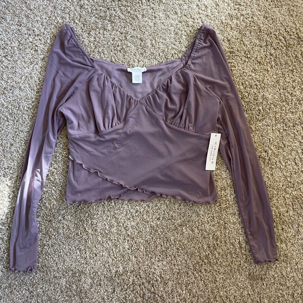 Elegant Mauve Long Sleeve Blouse